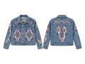 Embroidered Bloom Denim Jacket front and back
