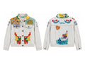 Positano Beaded White Denim Jacket front and back