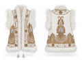 Ivory Embellished Faux Fur Vest front and back