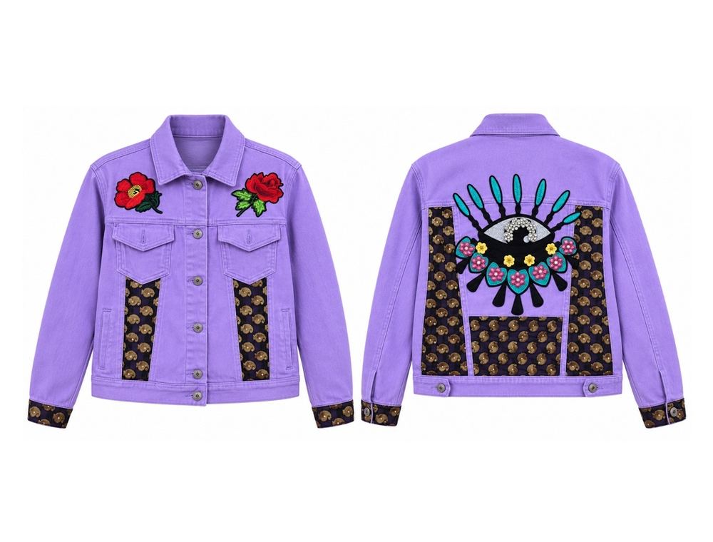 Lavender Evil Eye Jacket front and back