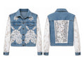 Lace Sleeve Denim Jacket front and back