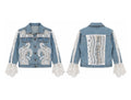 Bell Cuff Lace Denim Jacket front and back