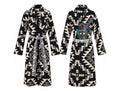 Black & Ivory Hamsa Wrap Coat front and back