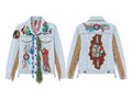 Peace & Love Fringe Denim Jacket front and back