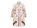 Ivory Folk Embroidered Coat front and back